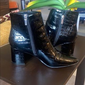 Marc Fisher Black Croc Booties